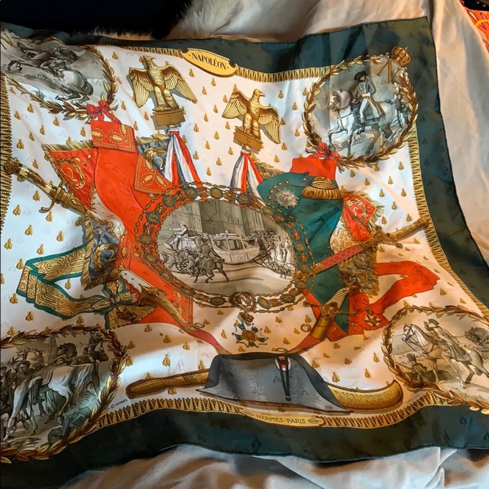 Hermès silk Napoleon scarf.